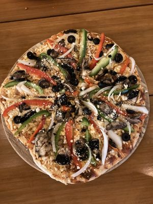 Veggie pizza  at Herbivoro in Cancun