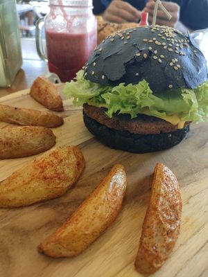 Protein burger at Herbivoro in Cancun