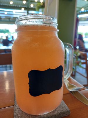Pink lemonade at Herbivoro in Cancun