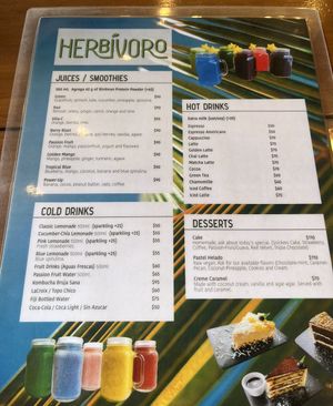 Menu  at Herbivoro in Cancun