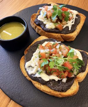 Mollete Toast at Herbivoro in Cancun