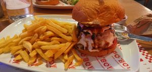 Magic mushroom burger at Po' Boys BBQ in Athens