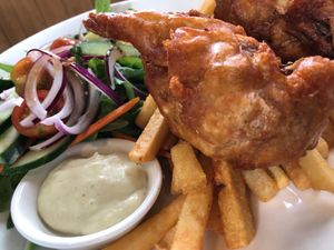Vegan Fish & Chips at Forrest Brewing Company in Forrest