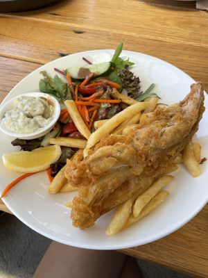 Vegan fish and chips at Forrest Brewing Company in Forrest