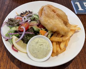Vegan fish & chips at Forrest Brewing Company in Forrest