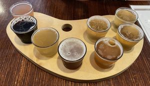 Tasting paddle at Forrest Brewing Company in Forrest