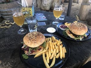 Lentil quinoa burgers  at Forrest Brewing Company in Forrest