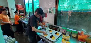 Mango sticky rice prepared in front of us at Pum Thai Restaurant & Cooking School in Phuket