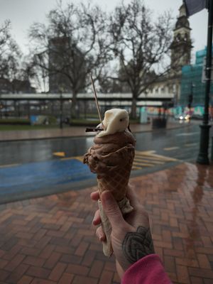Snickers with Banana Cheesecake at Gelato Junkie in Dunedin