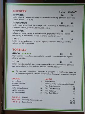 Menu as of 28th of August 2021, new menu to be introduced soon at Papuvege - Truck in Krakow