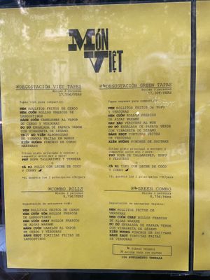 Menu  at Mon Viet in Barcelona