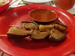 Shiitake skewers at Mon Viet in Barcelona