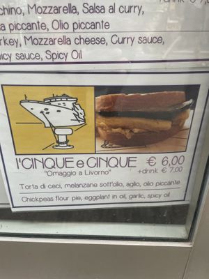 Menu - apparently vegan sandwich ingredients at I'Tosto in Florence