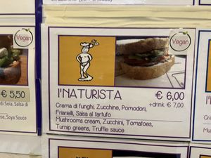 vegan options clearly labeled  at I'Tosto in Florence