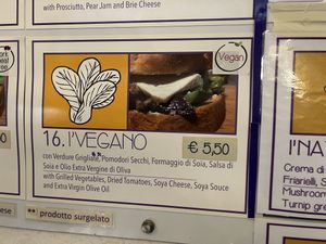 vegan options clearly labeled  at I'Tosto in Florence