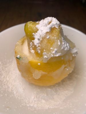 Fresh lemon sorbet  at Oregano in Brooklyn