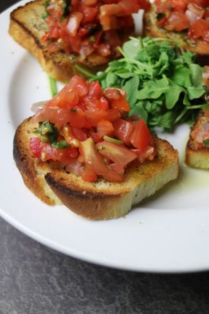 freshly made bruschetta at Oregano in Brooklyn