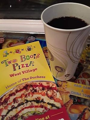 A drink (house made soda) at Two Boots  in New York City