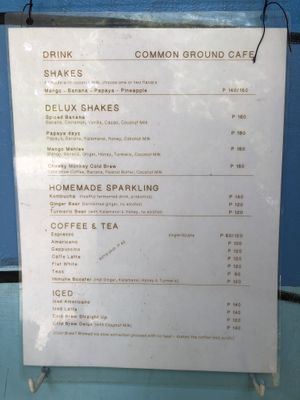 Menu at Common Ground Cafe in Surigao