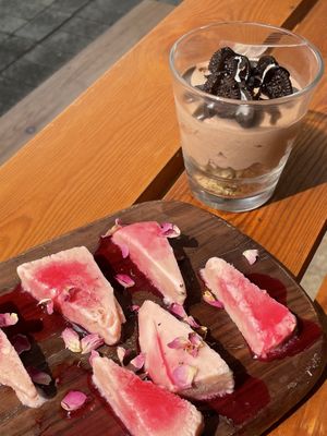 Chocolate mousse and rose kulfi at 2084 in Kowloon