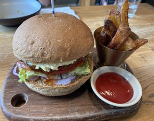Falafel Burger and Fries at 2084 in Kowloon
