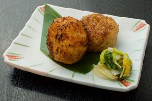 Grilled onigiri rice ball at Kuranosho in Sendai