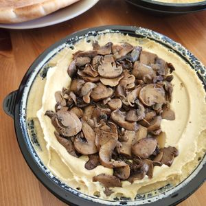 Mushroom hummus at Abu Shaker in Haifa