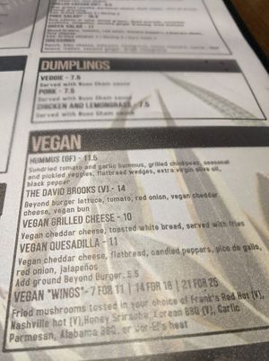 Menu 10/22/2021 at North Street Press Club in Farmville