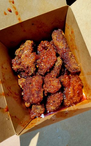 An order of "seven" Korean BBQ portobello wings at North Street Press Club in Farmville