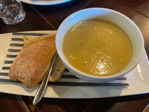 Onion soup - starter at The Kings Arms in Cookham