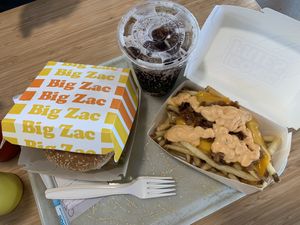Iconic Fries, Root Beer, and Big Zac  at Plant Power Fast Food in Riverside