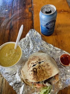 The classic add pickles and lentil soup 😋  at Mamoun's Falafel - Greenwich Village in New York City