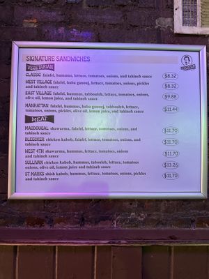 Menu  at Mamoun's Falafel - Greenwich Village in New York City