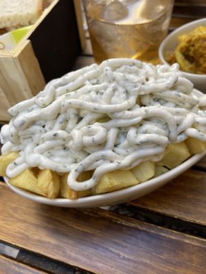 Huuuuuge tapa for 2,5. Patatas with alioli - so tasty! at La Vegana Taperia in Malaga