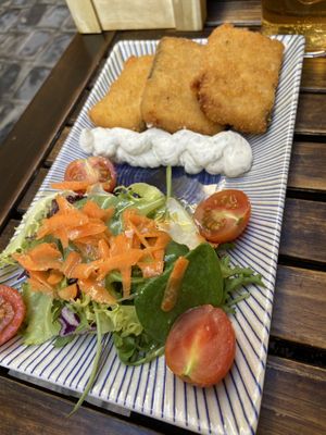 Lemon fish, one of the best fish substitutes we’ve ever tried at La Vegana Taperia in Malaga