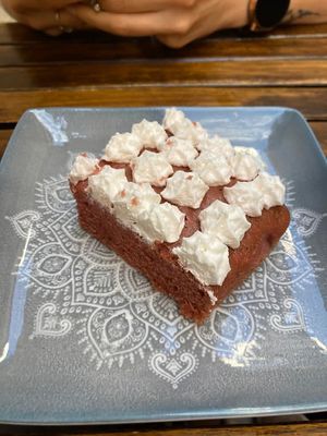 Red velvet cake at La Vegana Taperia in Malaga