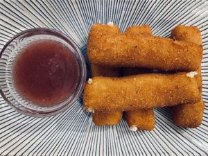 PALITOS DE QUESO FRITO at La Vegana Taperia in Malaga