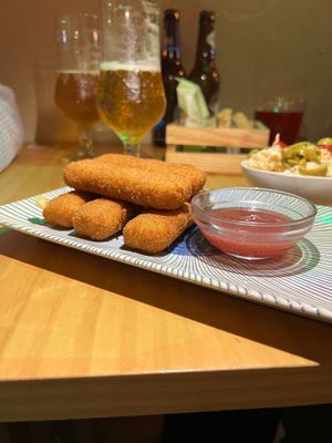 Palitos de queso con mermelada de tomate  at La Vegana Taperia in Malaga