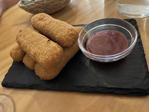 Fried Cheese   at La Vegana Taperia in Malaga