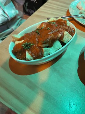 patatas bravas  at La Vegana Taperia in Malaga