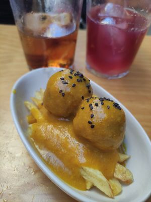 Albondigas with almond sauce at La Vegana Taperia in Malaga