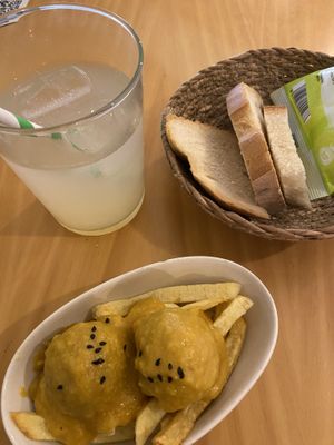 meatballs with almondsauce  at La Vegana Taperia in Malaga