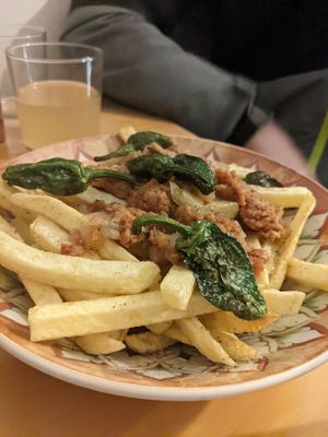 Vegan loaded fries at La Vegana Taperia in Malaga