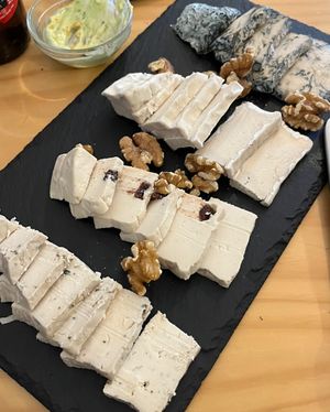 Incredible cheese board   at La Vegana Taperia in Malaga