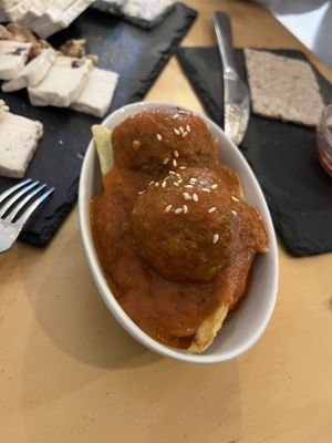 Meatballs   at La Vegana Taperia in Malaga
