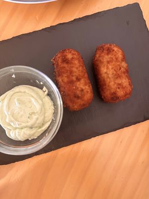 Croquetas con salsa de almendras   at La Vegana Taperia in Malaga
