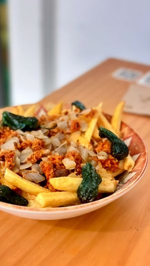 Patatas gordivegan  at La Vegana Taperia in Malaga