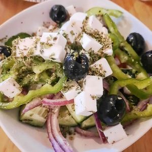 Greek salad at La Vegana Taperia in Malaga