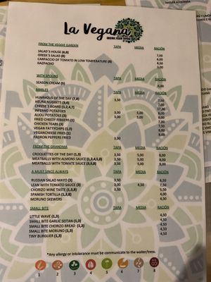 Menù   at La Vegana Taperia in Malaga