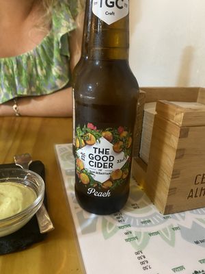 Peach cider   at La Vegana Taperia in Malaga